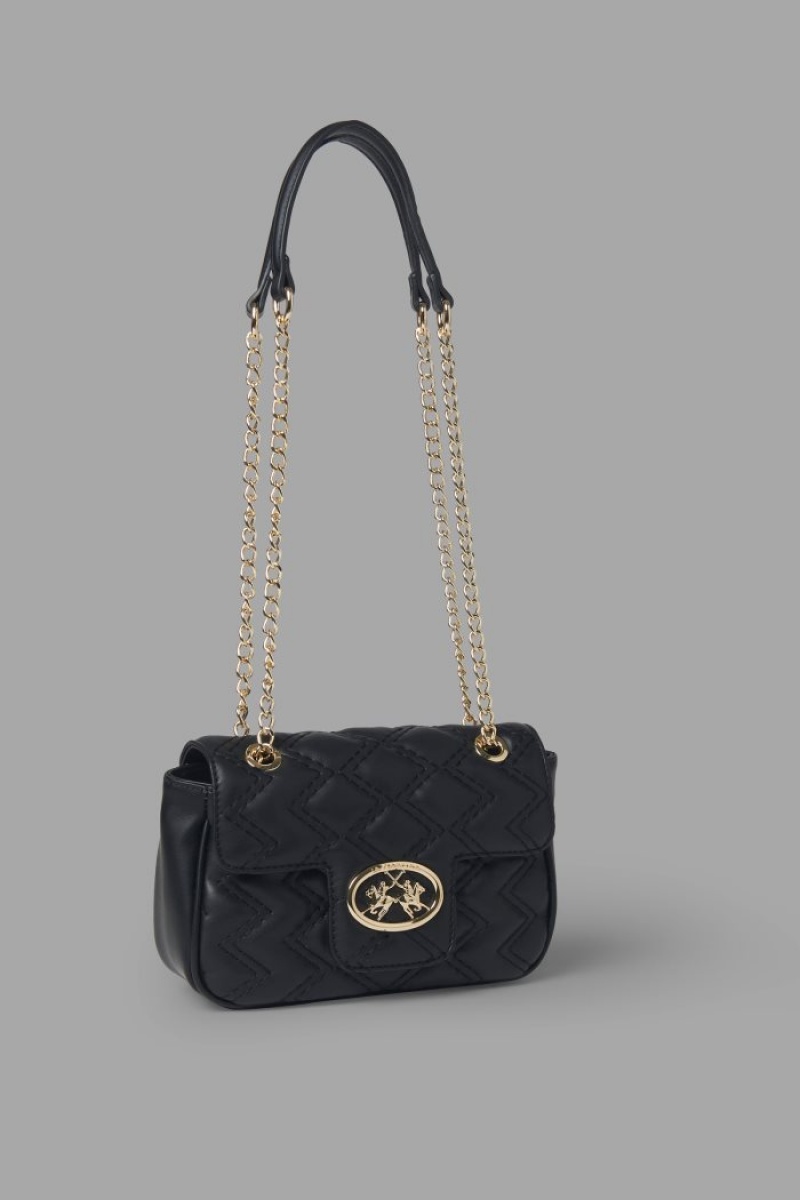 Bolsa Cruzada La Martina Faux Leather Mujer Negras Chile | AKU-2476