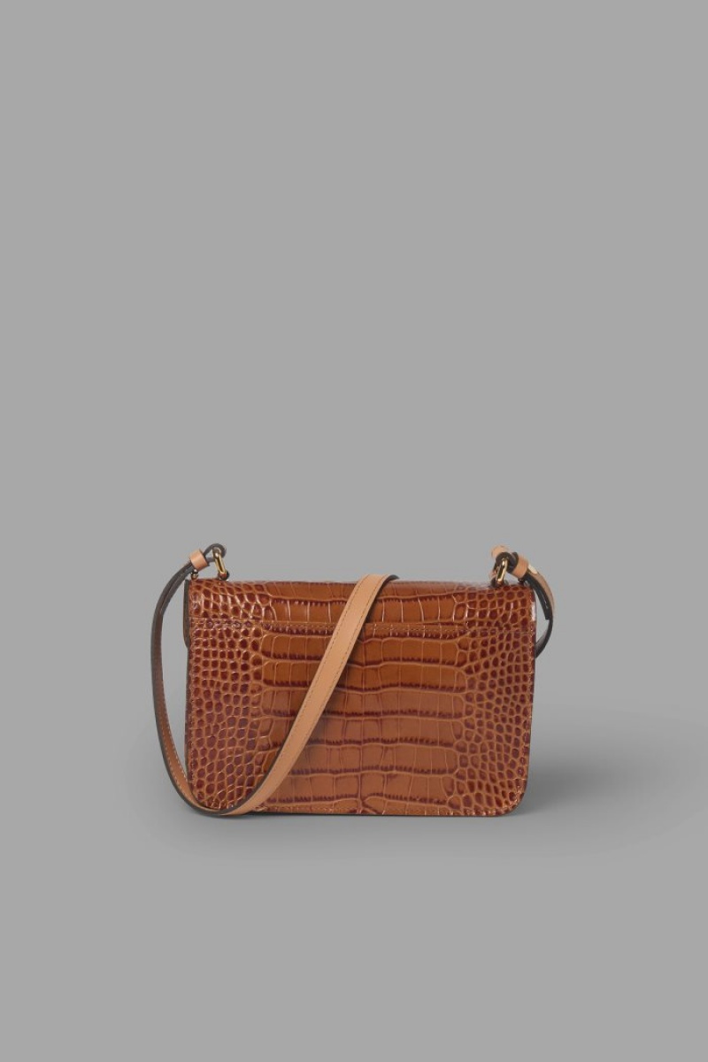 Bolsas La Martina Crocodile-print Leather Mujer Marrones Chile | HUF-2923