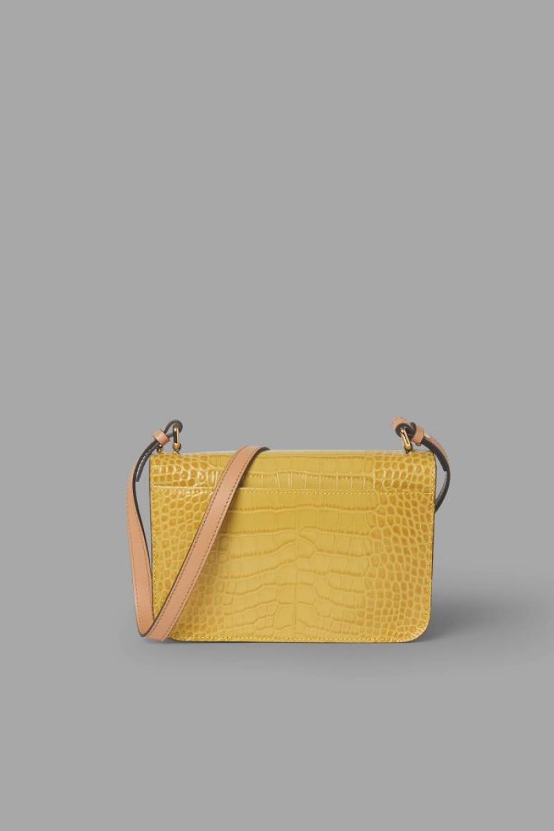 Bolsas La Martina Crocodile-print Leather Mujer Amarillo Chile | JKM-0412