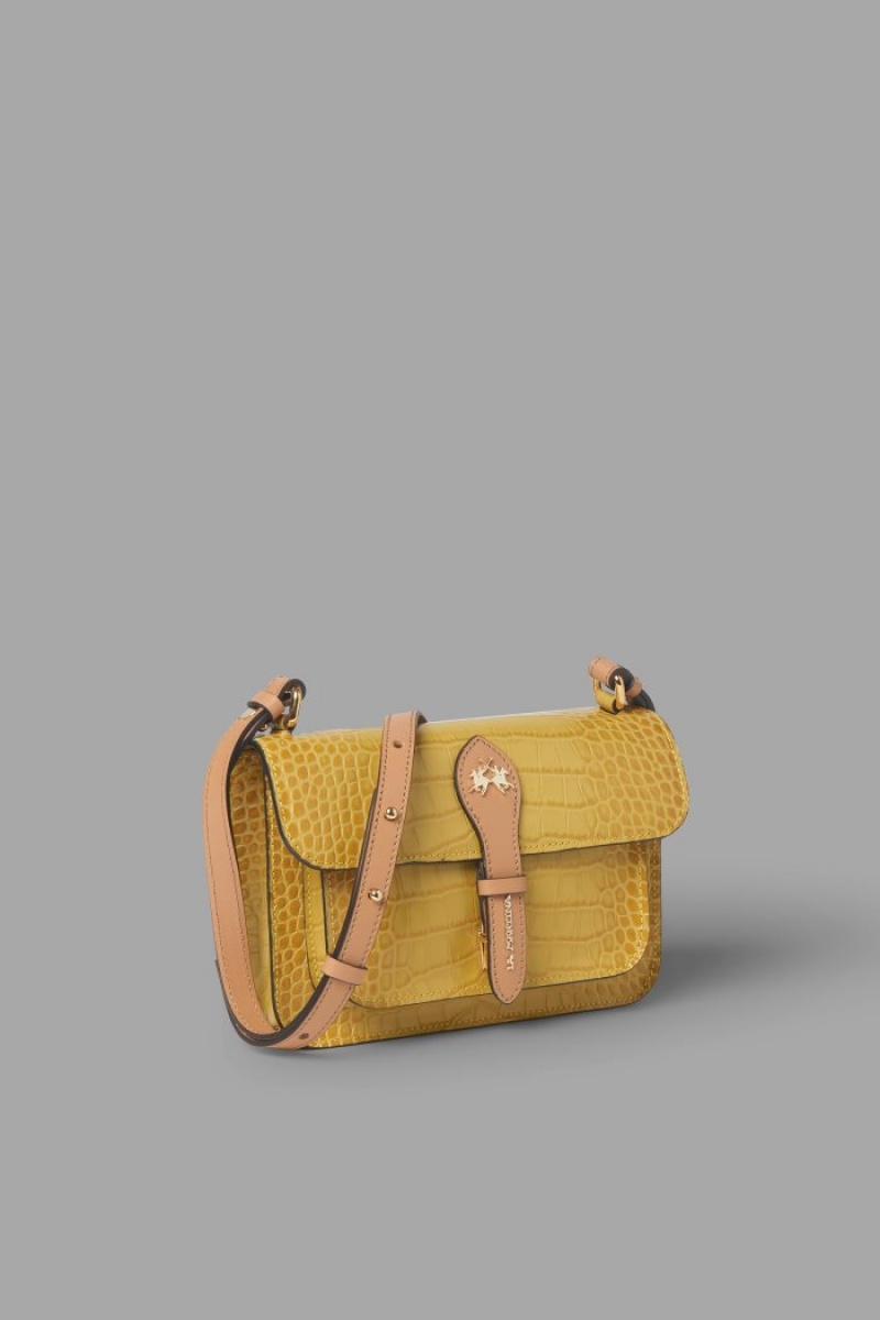 Bolsas La Martina Crocodile-print Leather Mujer Amarillo Chile | JKM-0412