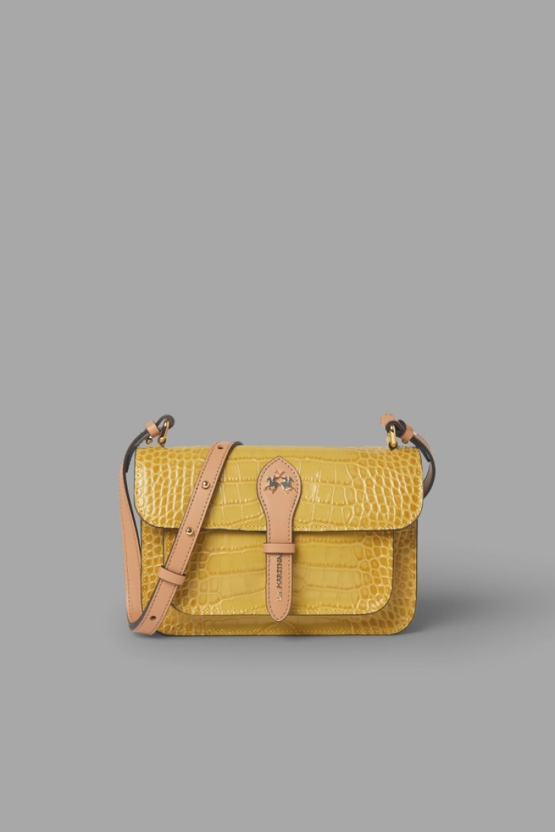 Bolsas La Martina Crocodile-print Leather Mujer Amarillo Chile | JKM-0412