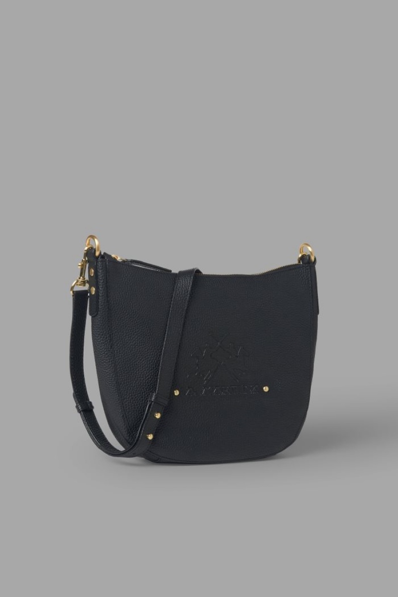 Bolsas La Martina Cuero Crossbody Half-moon Mujer Negras Chile | HCP-8257