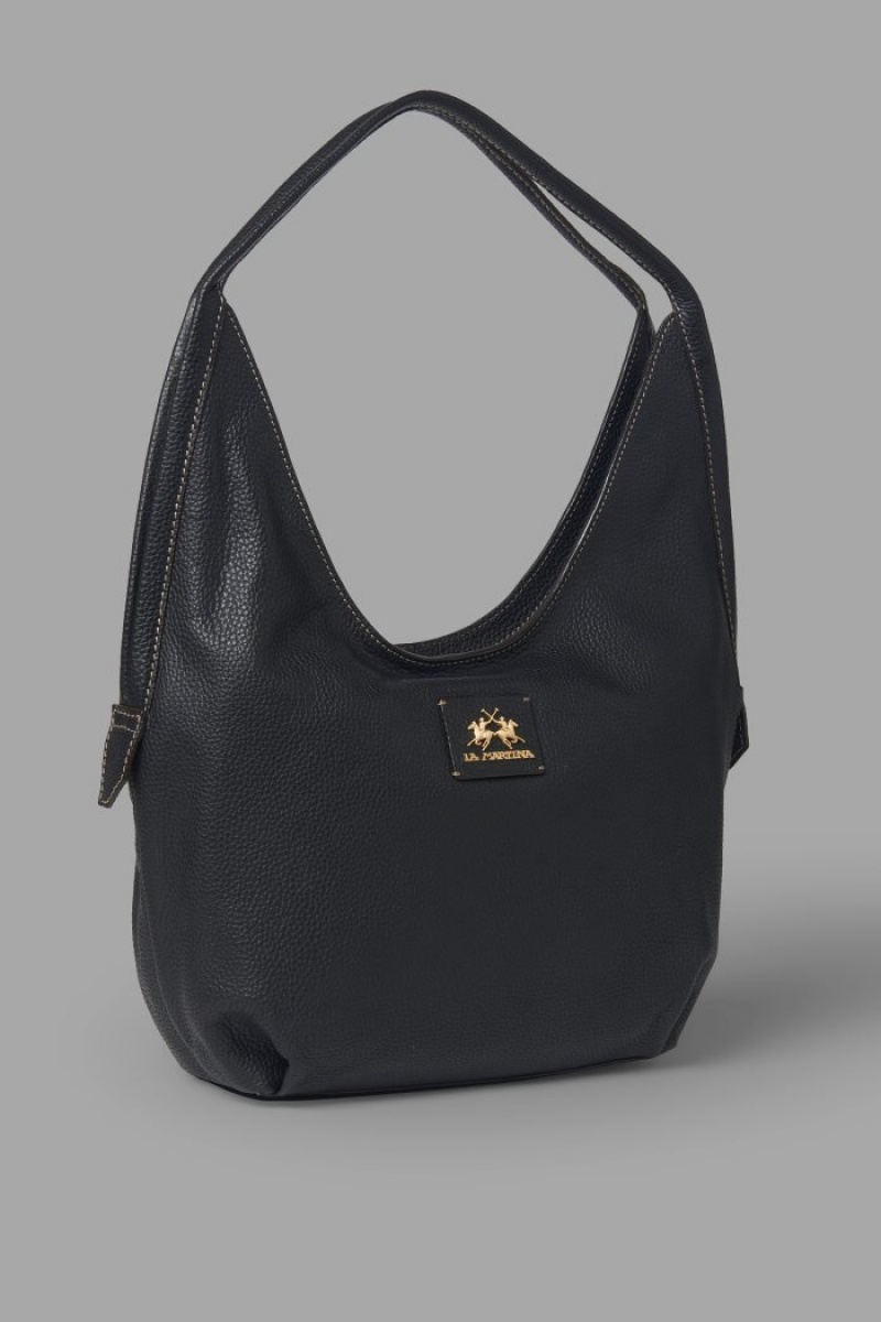 Bolsas La Martina Cuero Crossbody Half-moon Mujer Negras Chile | SWC-1254