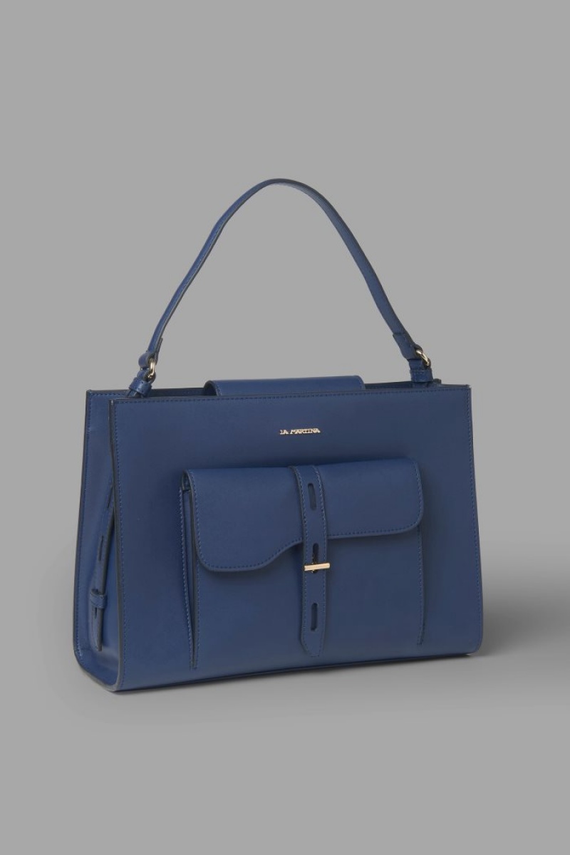 Bolsas La Martina Front Pocket-embellished Leather Mujer Azul Marino Chile | EIH-2029