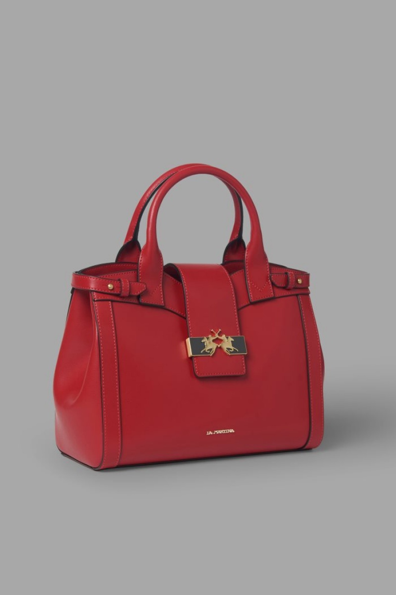 Bolsas La Martina Plain-coloured Trapeze Mujer Rojas Chile | KTQ-6704