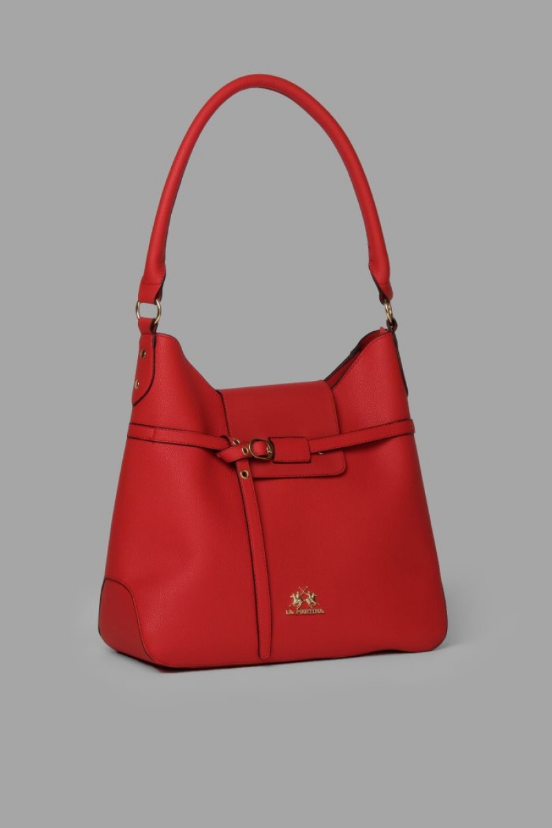 Bolsas La Martina Plain-coloured Trapeze Mujer Rojas Chile | PPE-6288