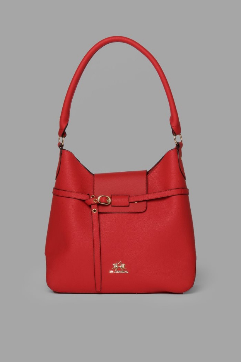 Bolsas La Martina Plain-coloured Trapeze Mujer Rojas Chile | PPE-6288