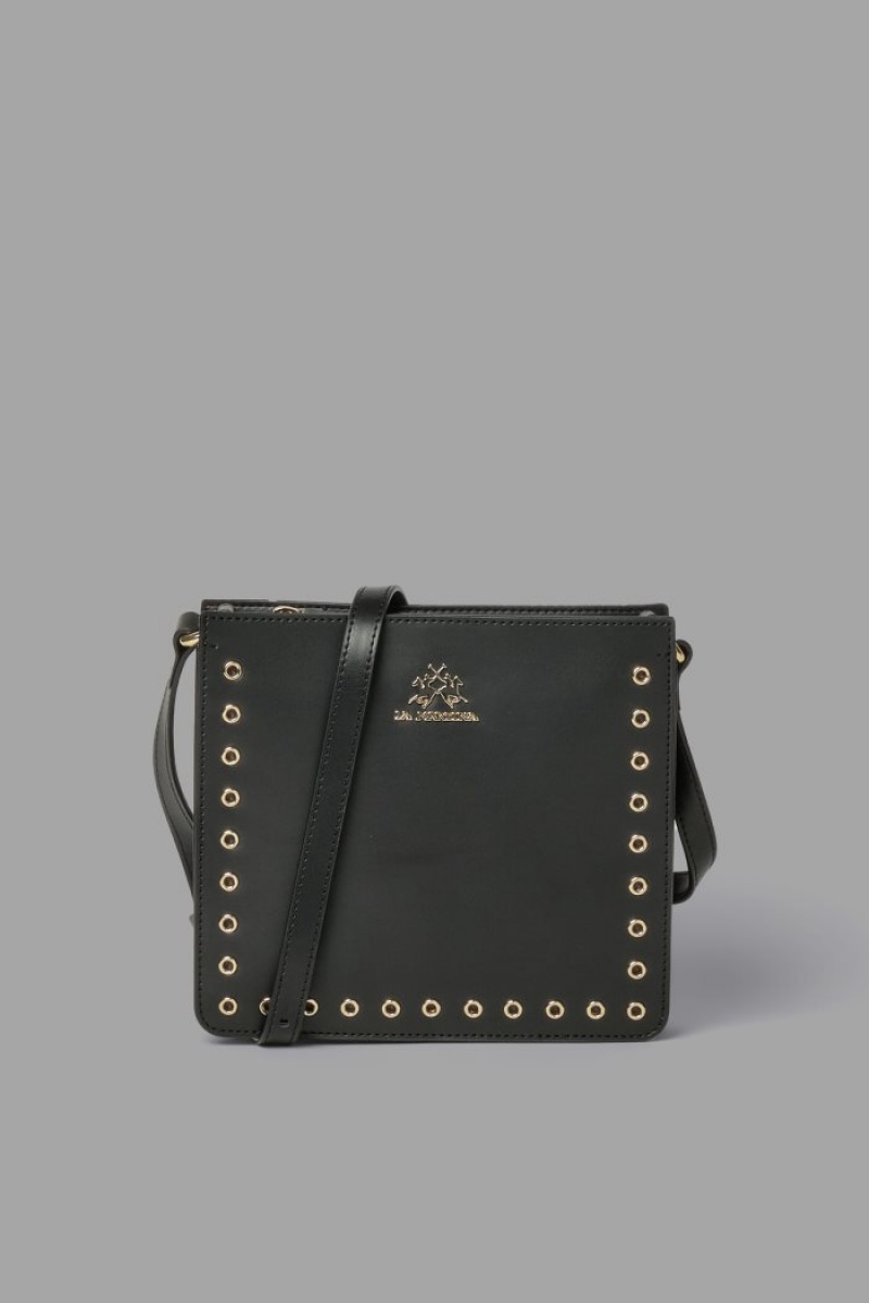 Bolsas La Martina Round Stud-embellished Leather Mujer Negras Chile | UUH-1154