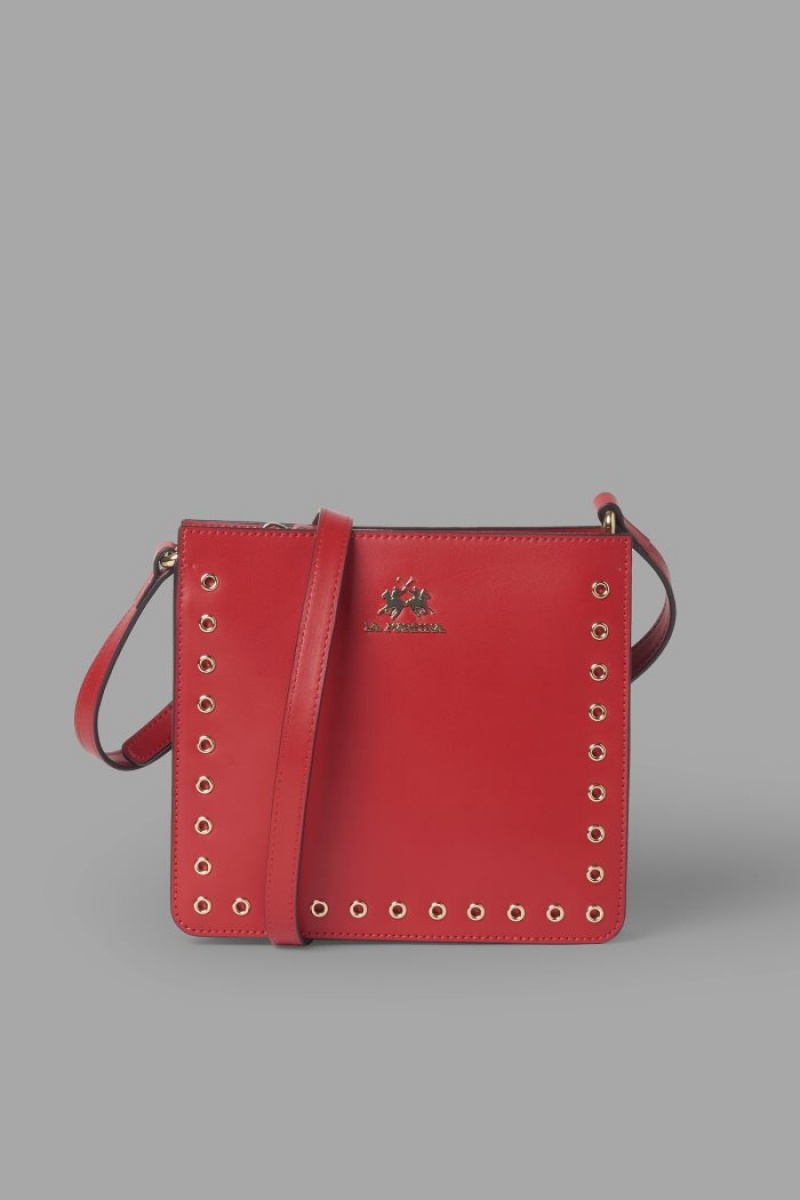 Bolsas La Martina Round Stud-embellished Leather Mujer Rojas Chile | YWK-9974