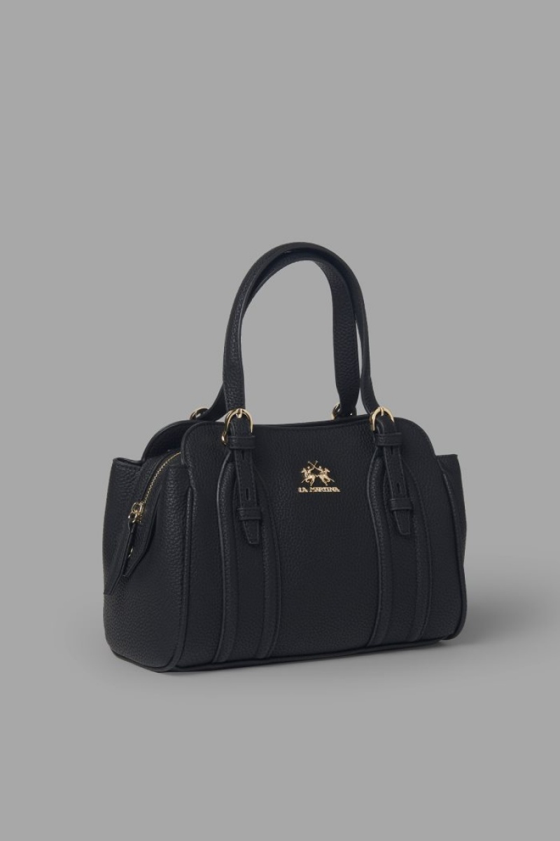 Bolso Satchel La Martina Faux Leather Mujer Negras Chile | XQO-1896