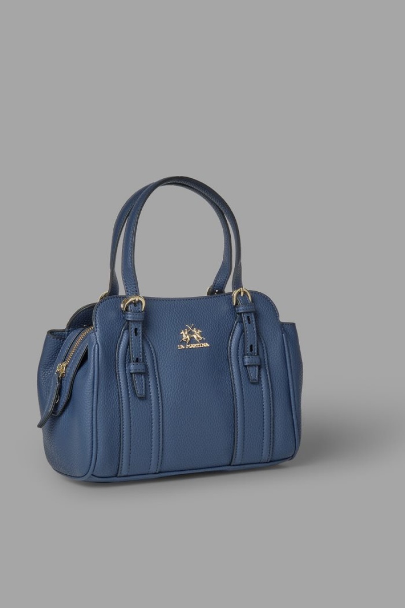 Bolso Satchel La Martina Faux Leather Mujer Azul Marino Chile | URS-3785