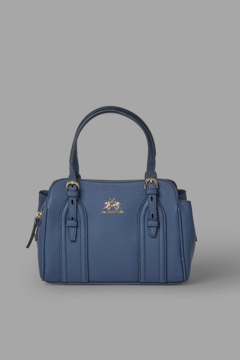 Bolso Satchel La Martina Faux Leather Mujer Azul Marino Chile | URS-3785