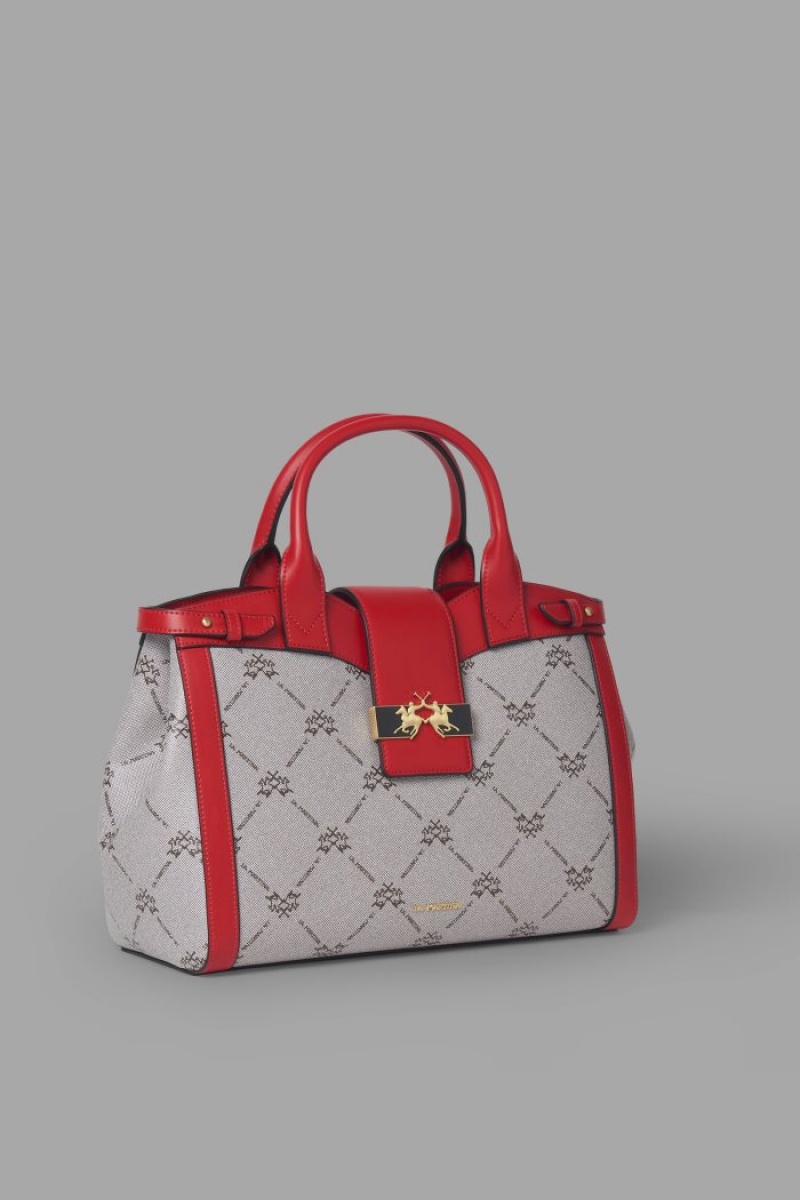 Bolso Satchel La Martina Featuring An All-over Logo Print Mujer Rojas Chile | CXK-1641