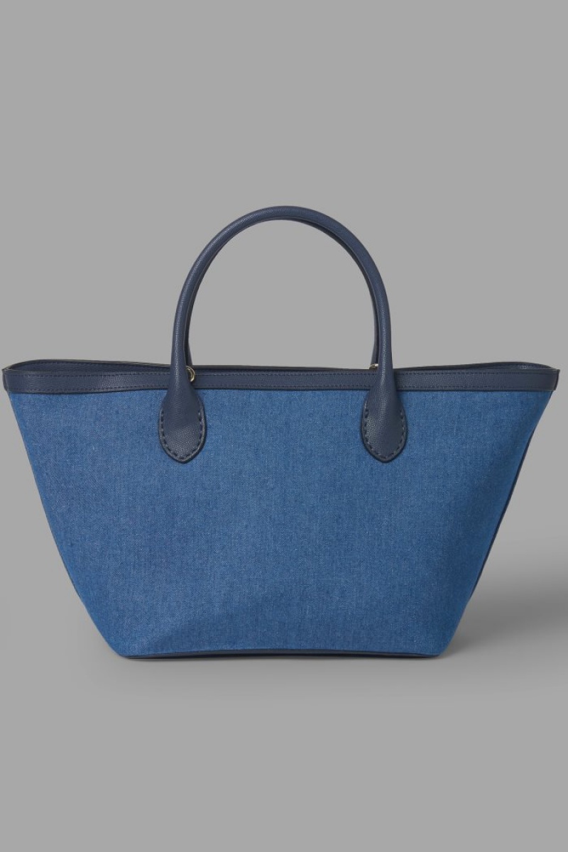 Bolsos Shopper La Martina Two-tone Canvas Mujer Azul Marino Chile | ERU-9173