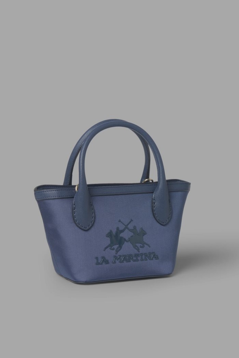 Bolsos Shopper La Martina Two-tone Canvas Mujer Azul Marino Chile | VDV-6646