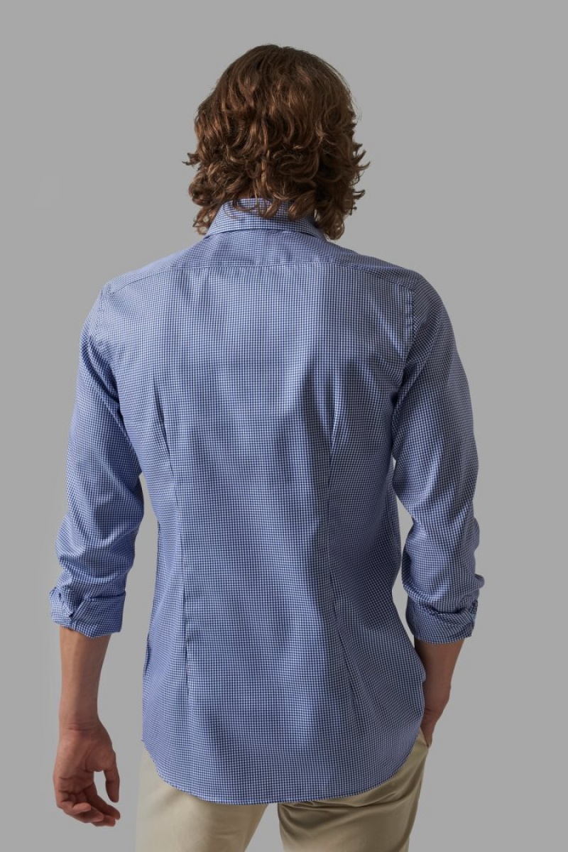 Camisas La Martina Custom-fit 100% Cotton Hombre Azul Marino / Blancas Chile | YJL-2467