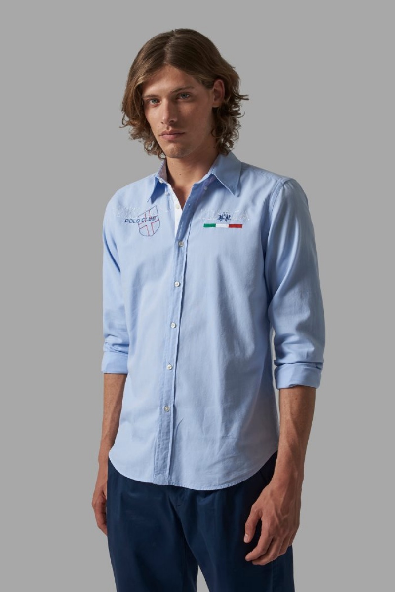 Camisas La Martina Regular-fit 100% Cotton Hombre Azules Chile | UMH-5654