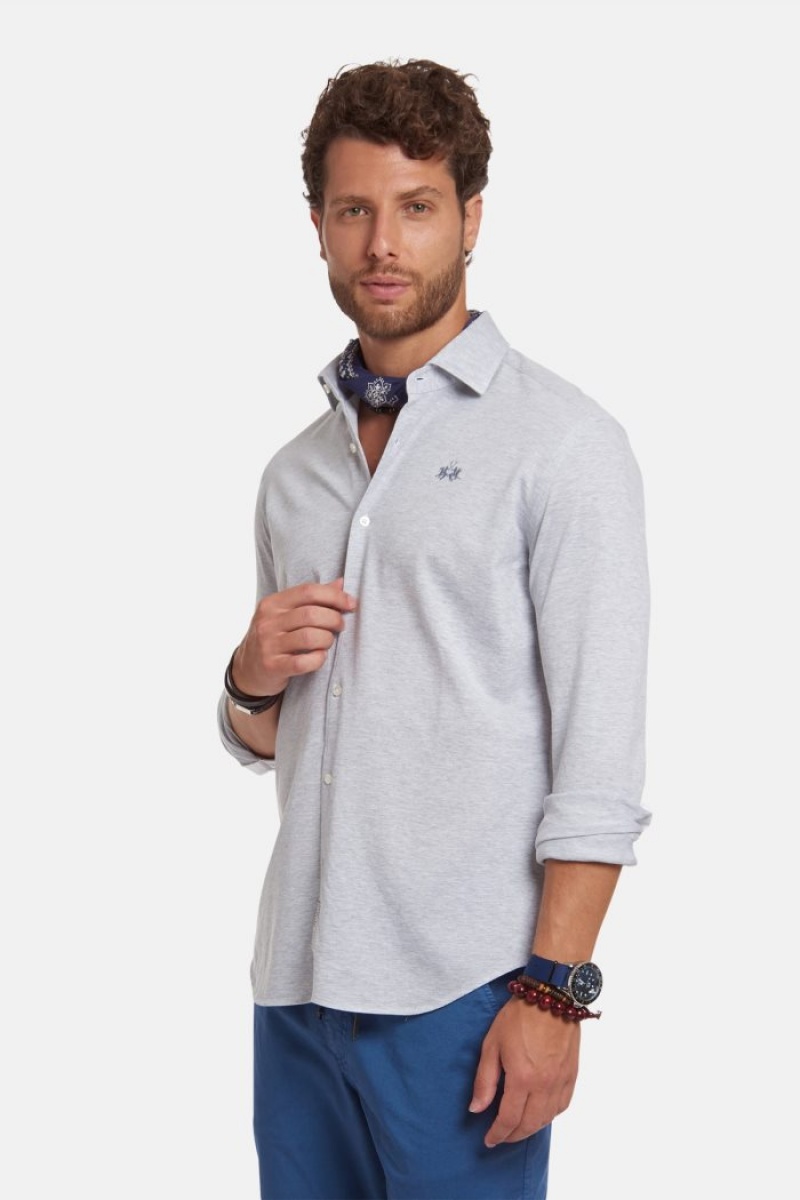 Camisas La Martina Regular-fit 100% Cotton Hombre Gris Claro Chile | LLV-8076