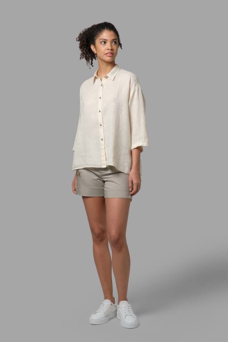 Camisas La Martina Regular-fit 100% Linen Mujer Gris Claro Chile | YUX-3406