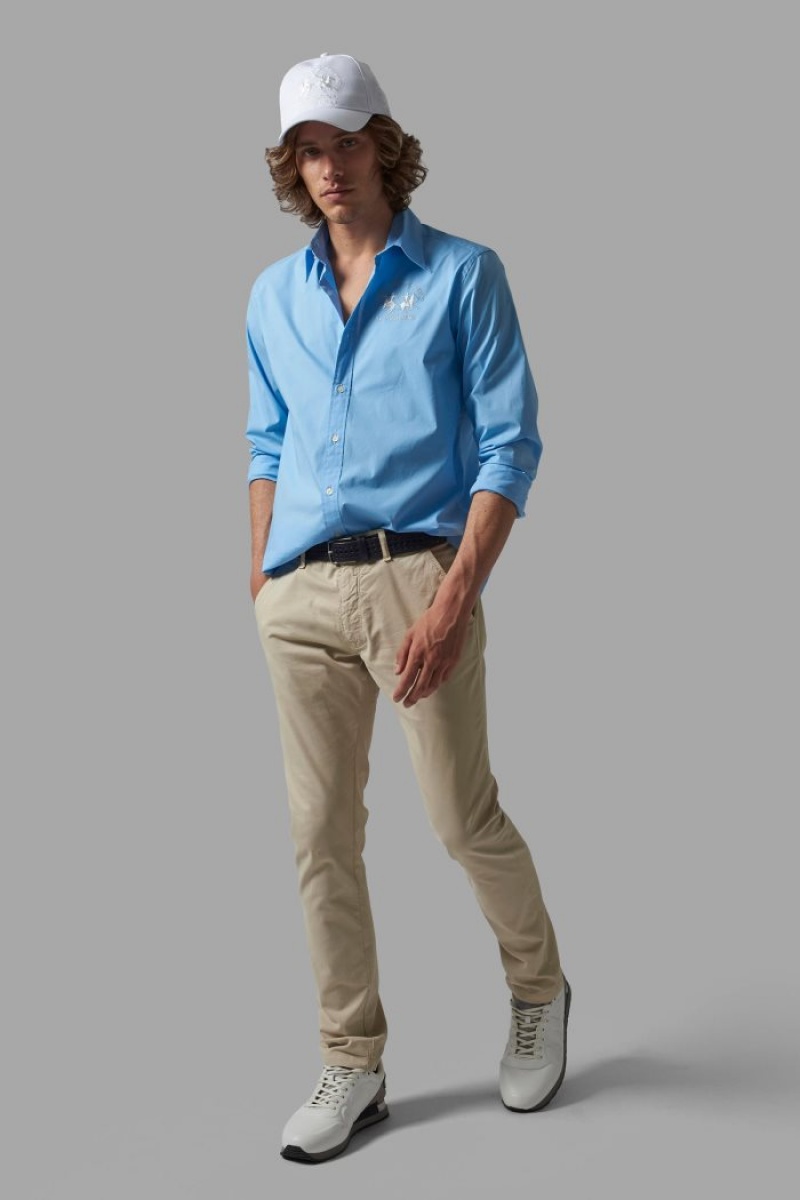 Camisas La Martina Regular-fit Cotton Hombre Azules Chile | SRD-5891