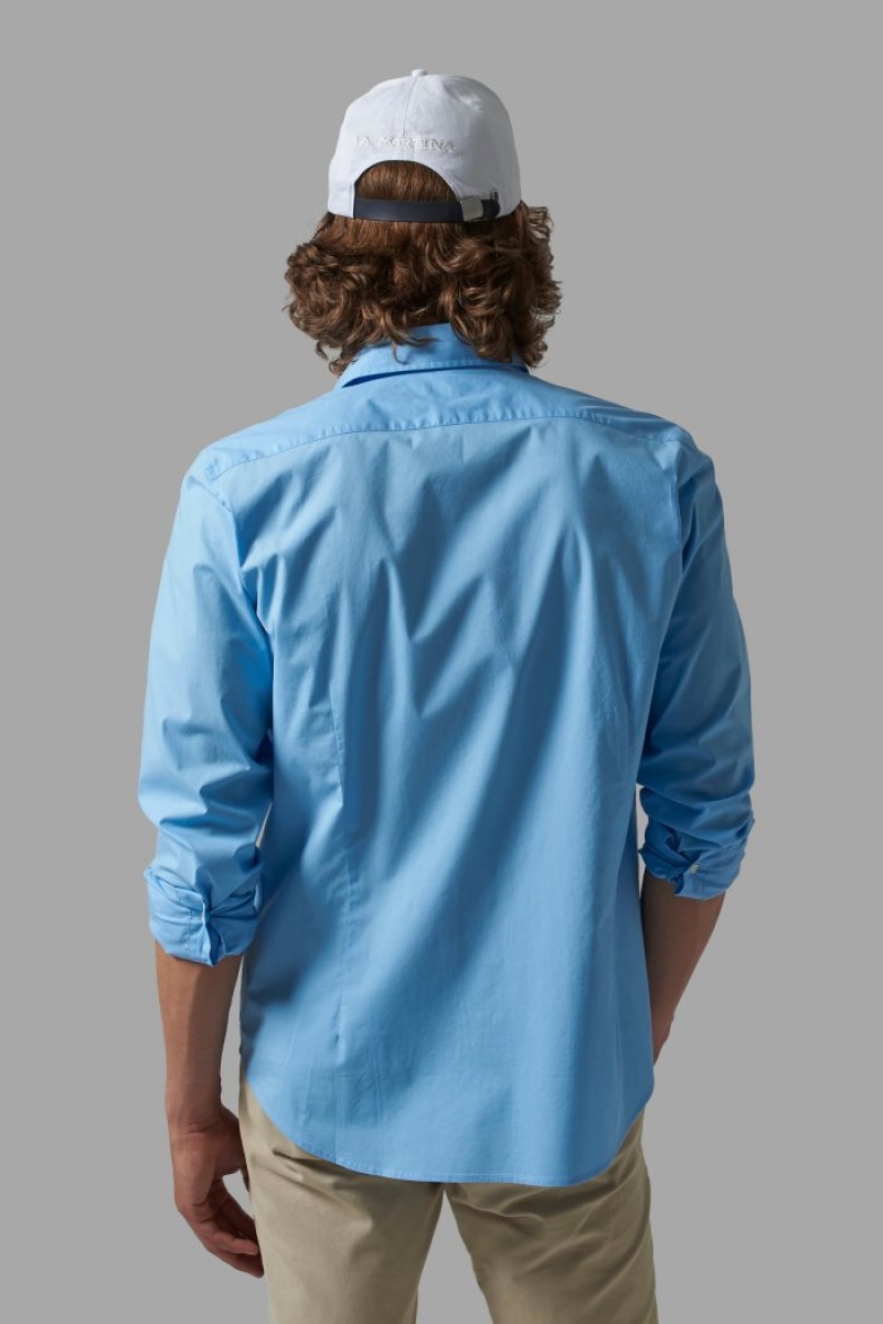 Camisas La Martina Regular-fit Cotton Hombre Azules Chile | SRD-5891