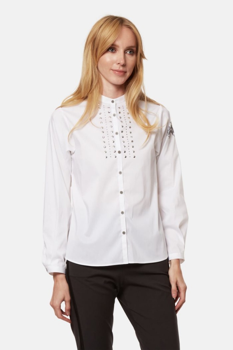 Camisas La Martina Regular-fit Cotton-blend Mujer Blancas Chile | BAP-6090