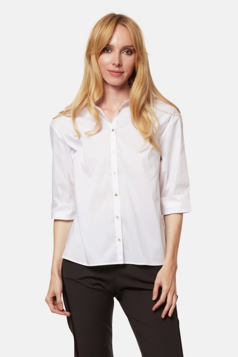 Camisas La Martina Regular-fit Cotton-blend Mujer Blancas Chile | QSY-4451