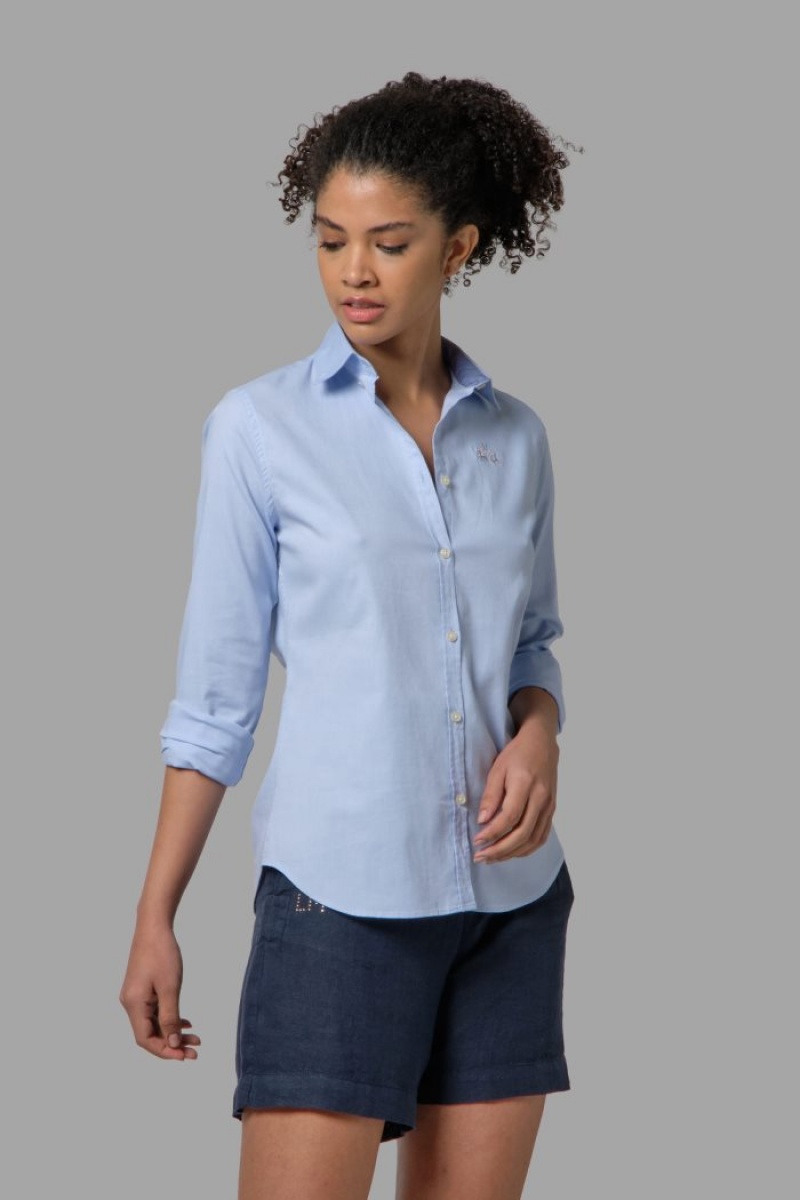 Camisas La Martina Regular-fit Mujer Azules Chile | UCM-9104