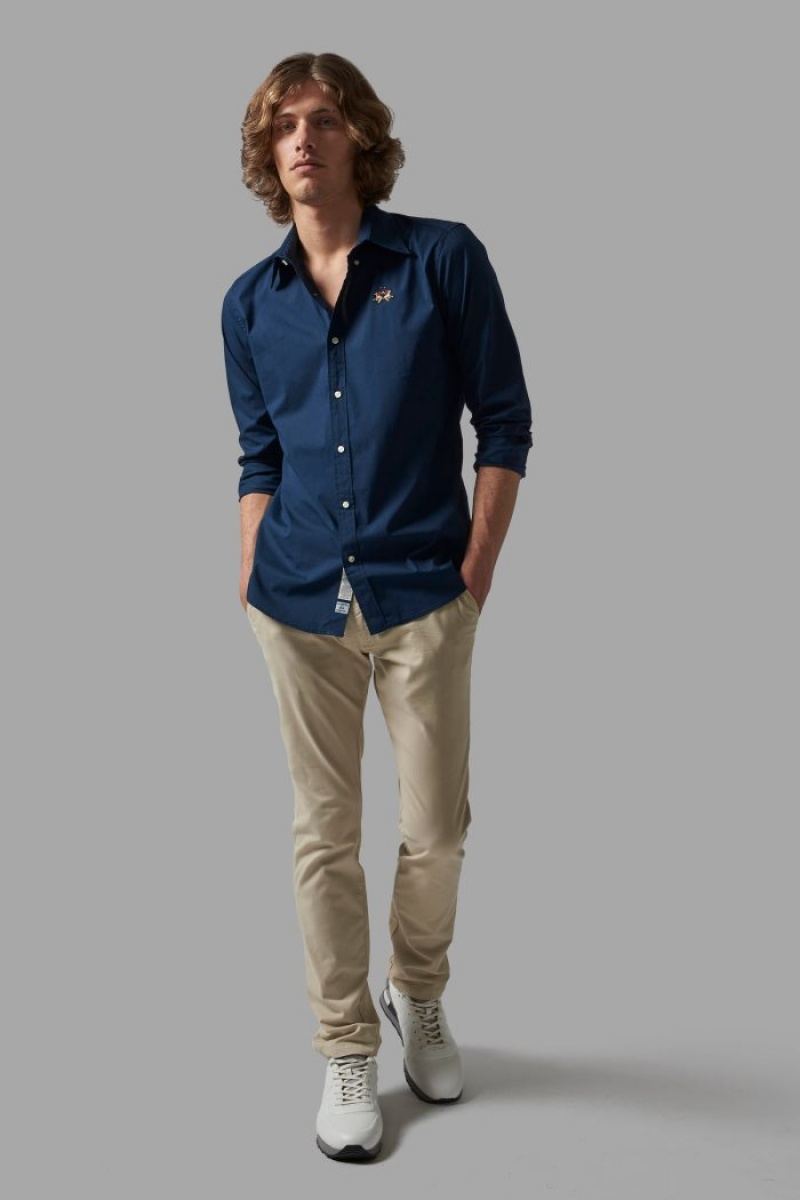 Camisas La Martina Slim Fit Hombre Azul Marino Chile | CLD-9580