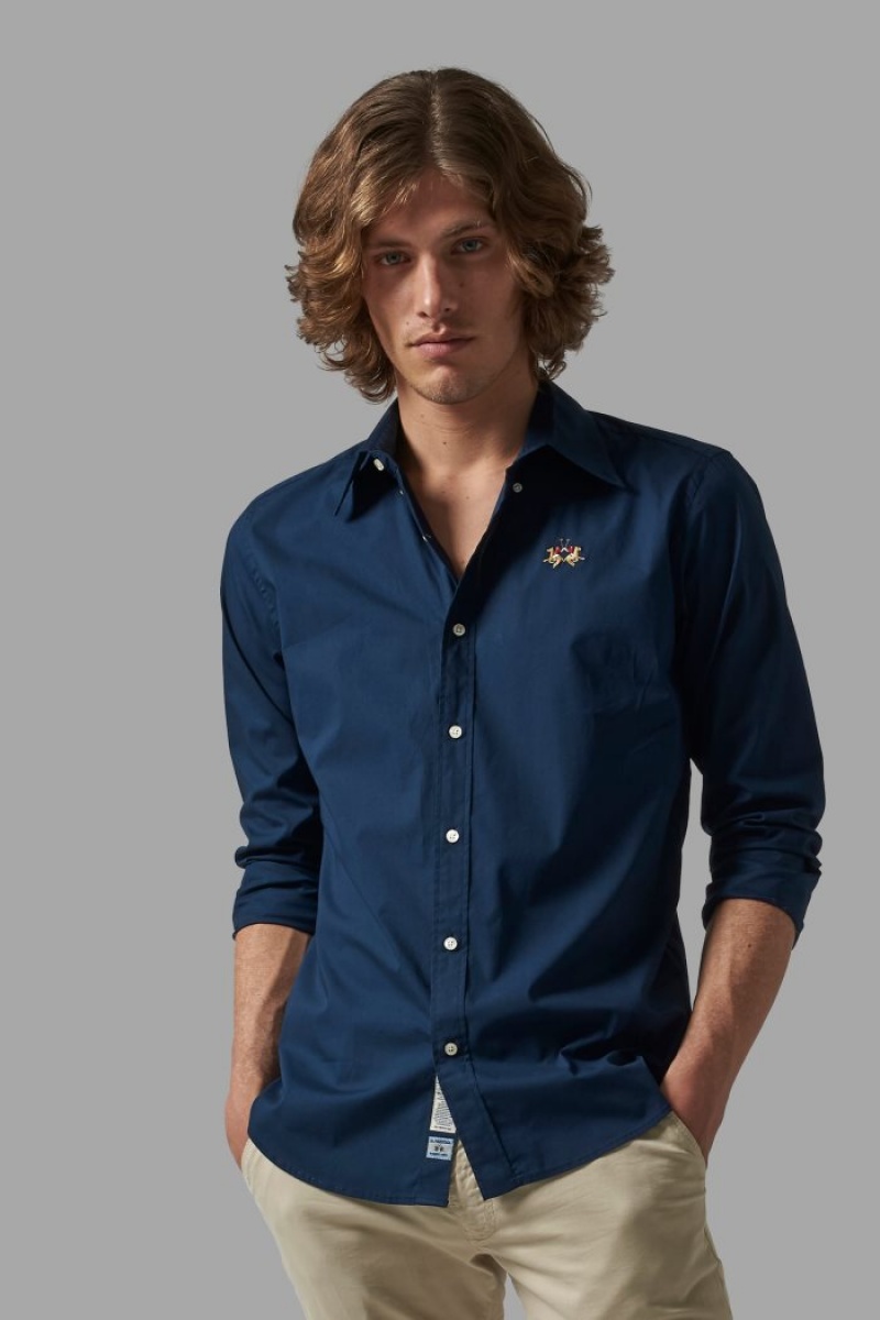 Camisas La Martina Slim Fit Hombre Azul Marino Chile | CLD-9580