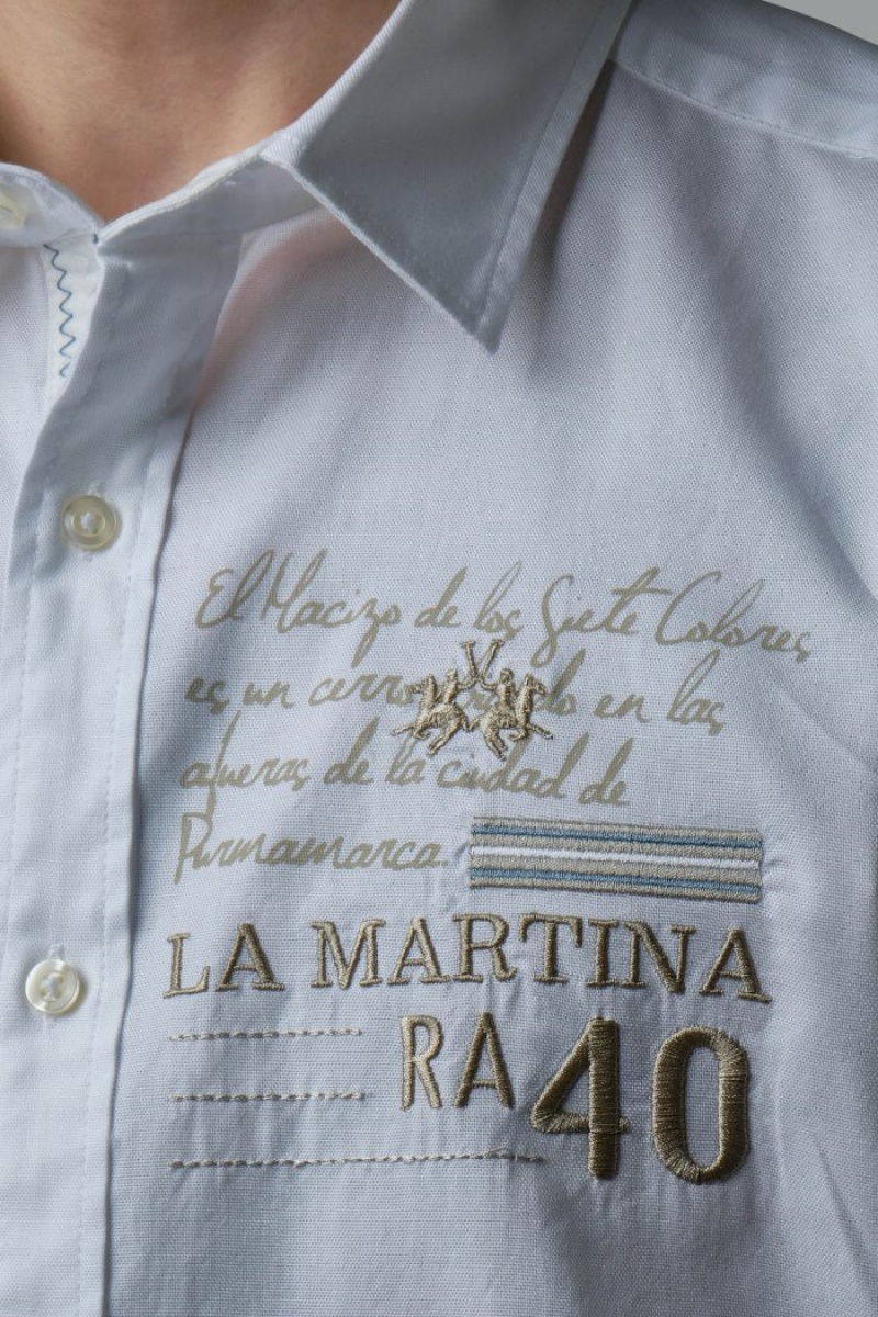 Camisas La Martina Slim-fit 100% Cotton Hombre Blancas Chile | VPD-0895