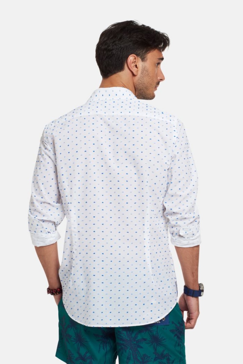 Camisas La Martina Slim-fit 100% Cotton Hombre Blancas / Azules Chile | UQT-7983