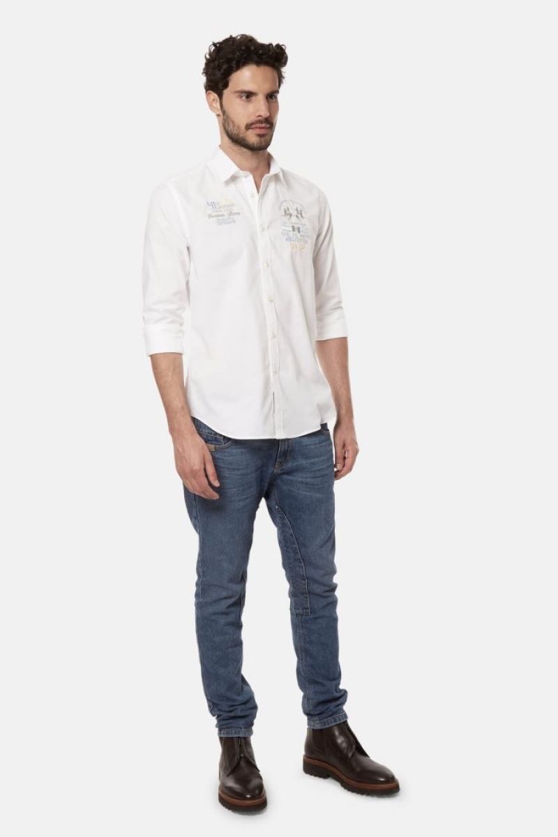 Camisas La Martina Slim-fit 100% Cotton Hombre Blancas Chile | UMH-1598