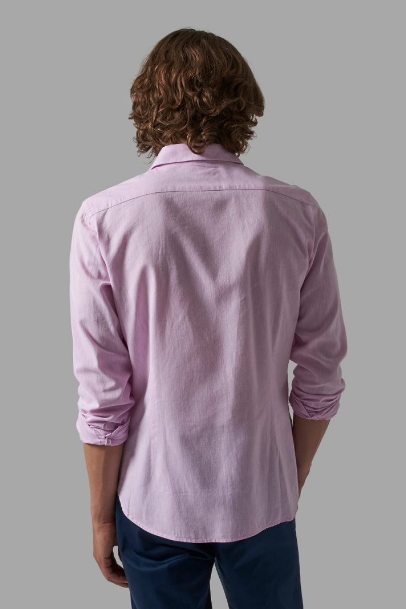 Camisas La Martina Slim-fit Linen-blend Hombre Moradas Chile | QRN-9726