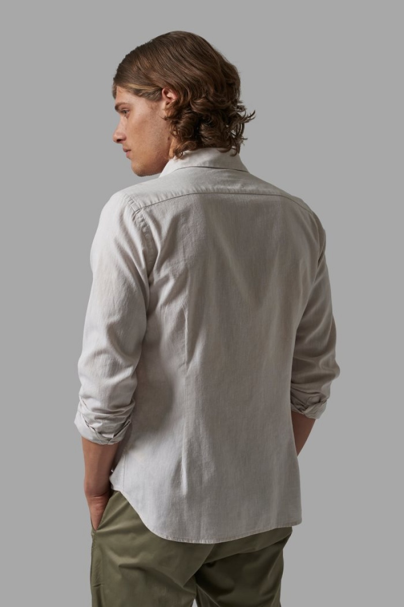 Camisas La Martina Slim-fit Linen-blend Hombre Gris Chile | QKS-5588