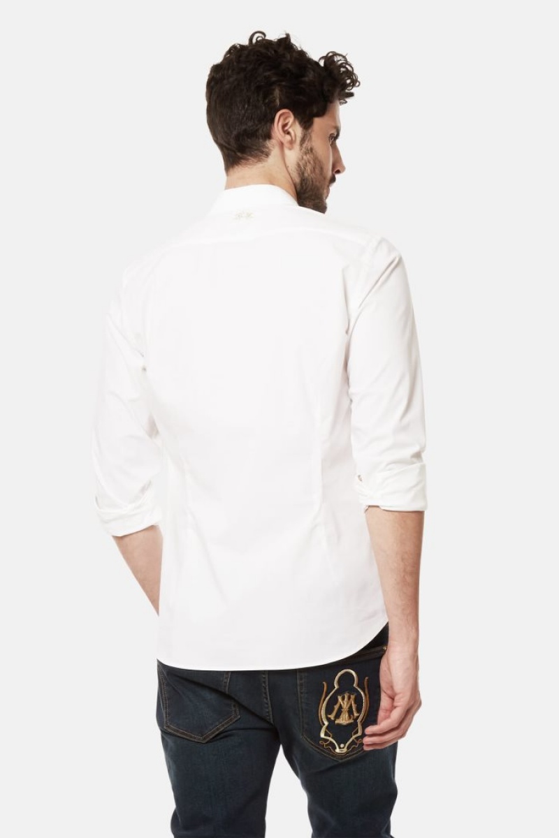 Camisas La Martina Slim-fit Stretch Cotton Hombre Blancas Chile | EEJ-3663