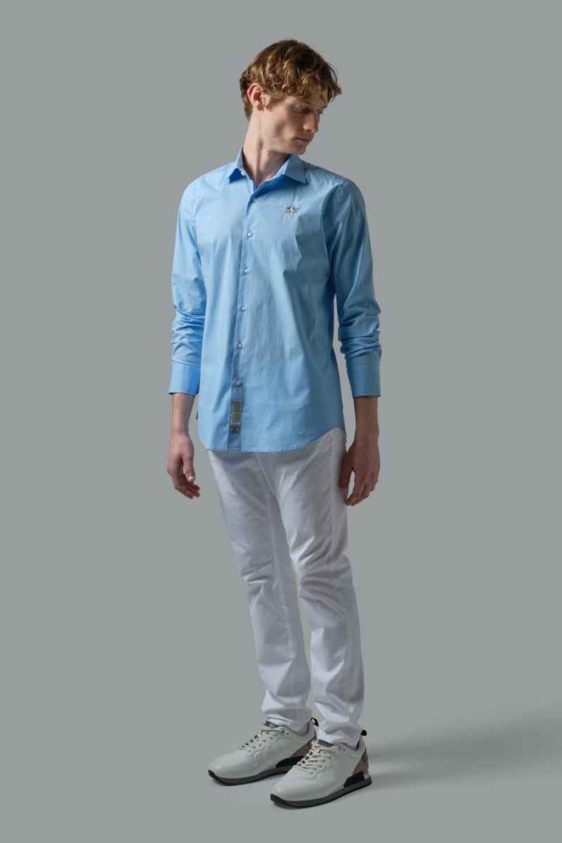 Camisas La Martina Slim-fit Stretch Cotton Hombre Azules Chile | DVD-9490