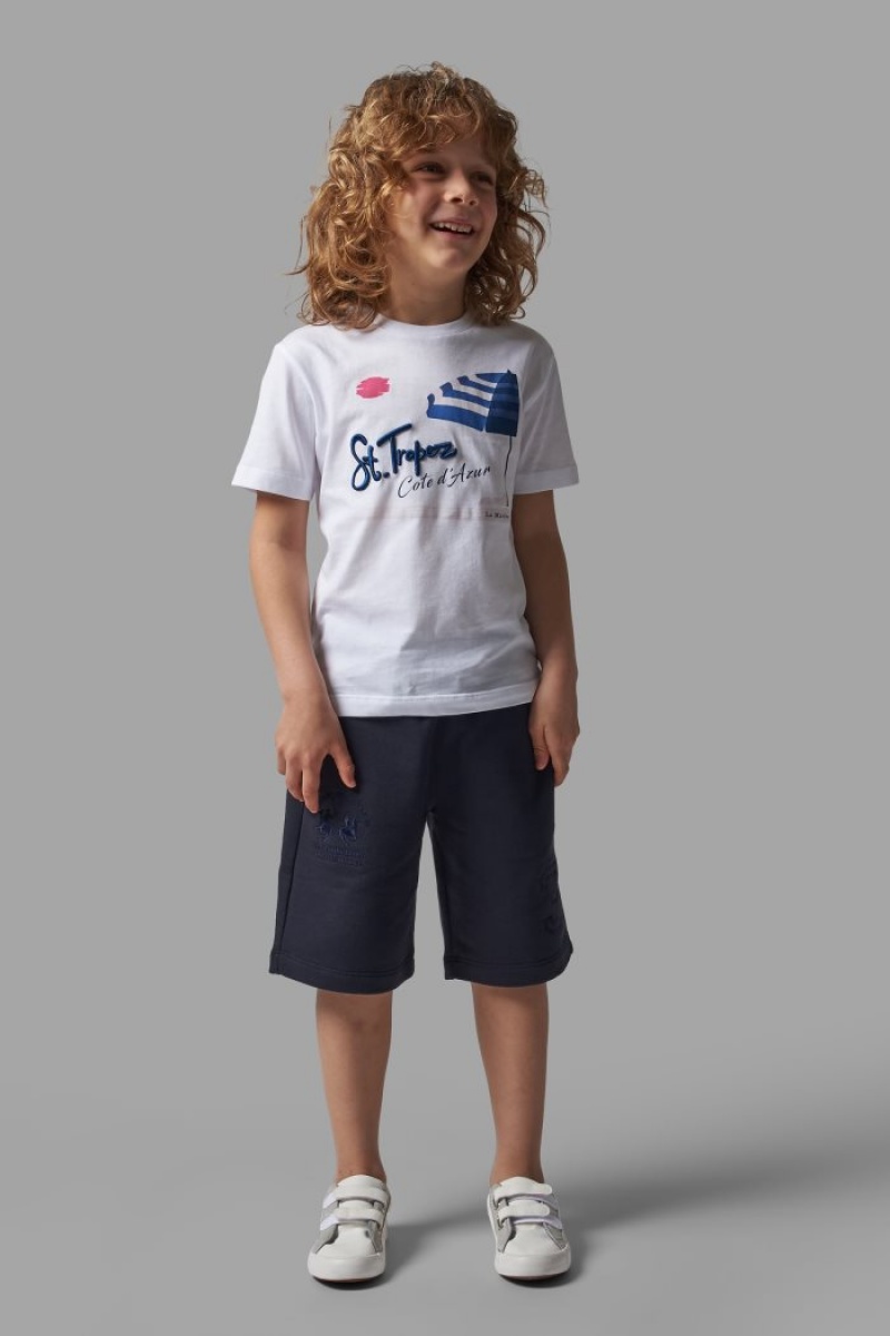 Polera La Martina Classic Cotton Niños Blancas Chile | FSA-9091