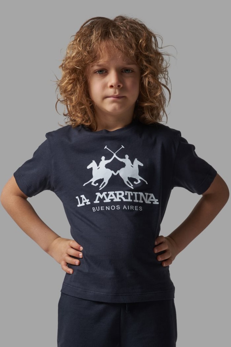 Polera La Martina Classic Cotton Niños Azules Chile | DQP-0737