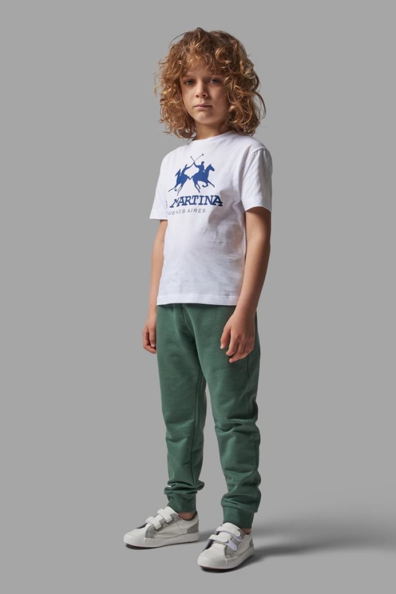 Polera La Martina Classic Cotton Niños Blancas / Azules Chile | DXP-5674