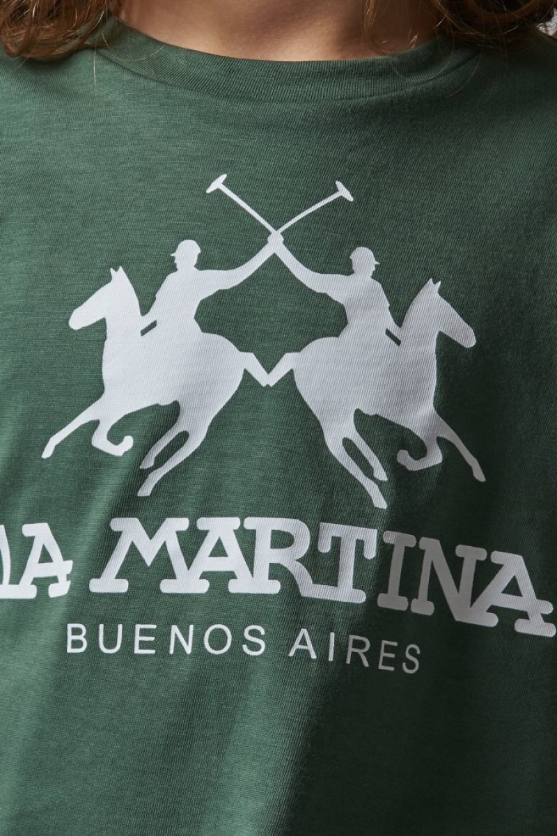 Polera La Martina Classic Cotton Niños Verde Chile | TBY-0393