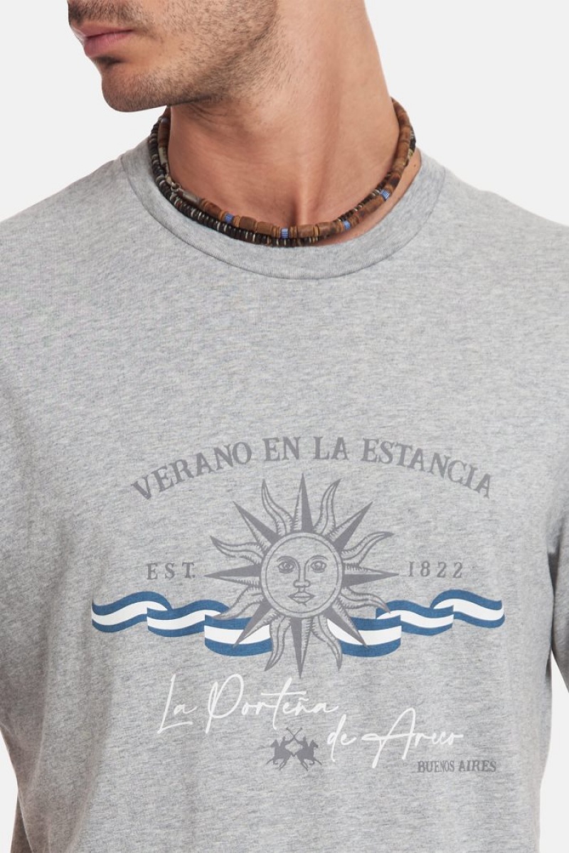 Polera La Martina Comodidad-fit 100% Cotton Hombre Gris Claro Chile | ICI-5741