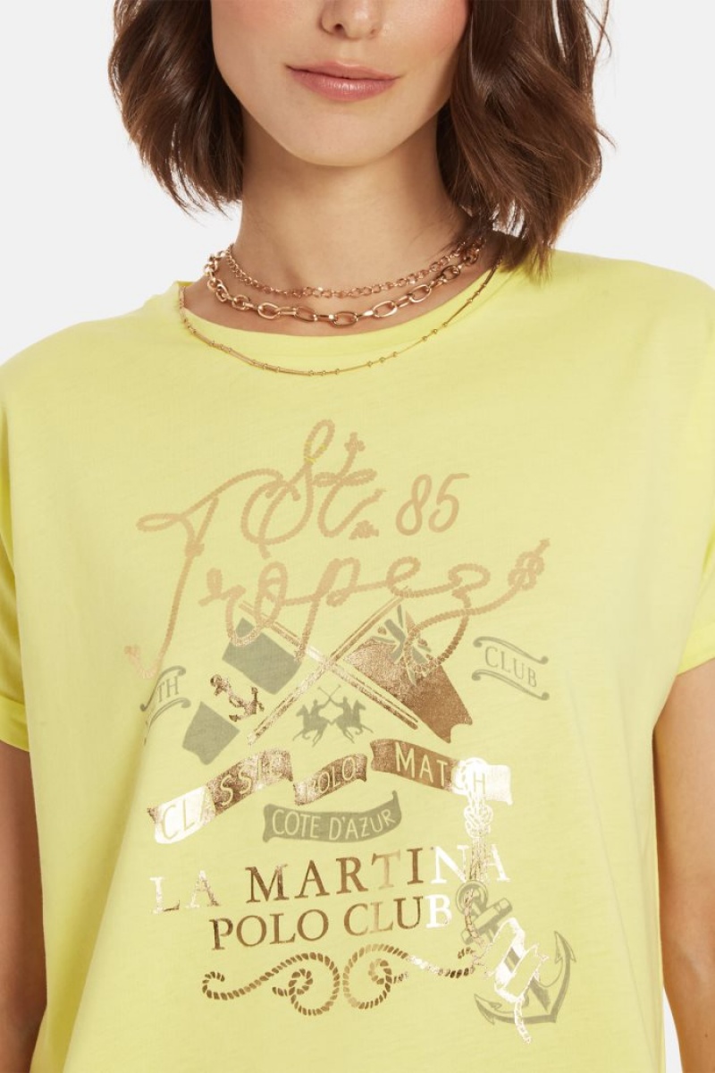 Polera La Martina Regular-fit 100% Cotton Mujer Limón Chile | BFX-2182