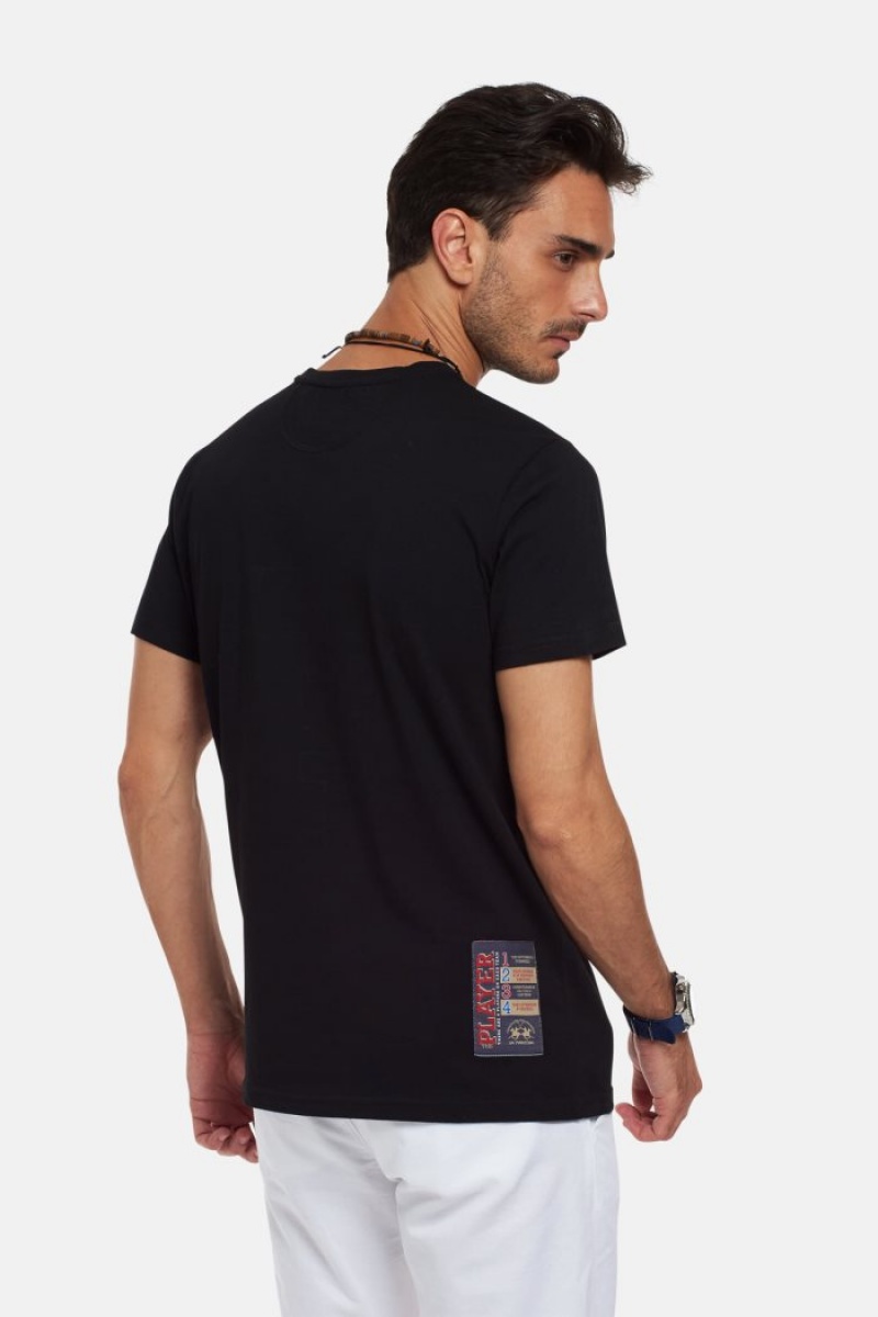 Polera La Martina Regular-fit Cotton Hombre Negras Chile | NKW-0785