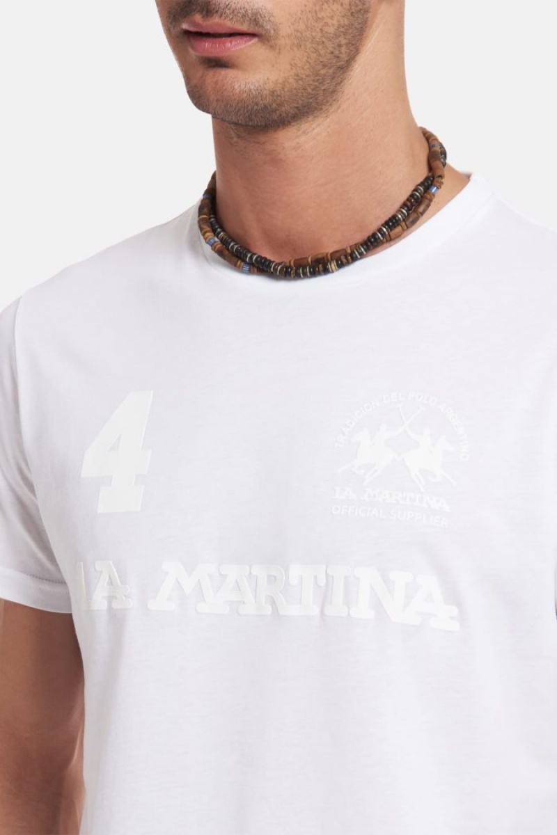 Polera La Martina Regular-fit Cotton Hombre Blancas Chile | UPP-7234