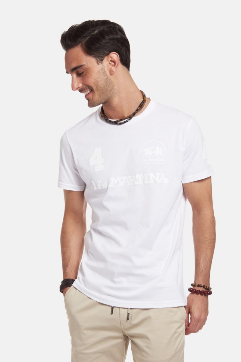 Polera La Martina Regular-fit Cotton Hombre Blancas Chile | UPP-7234