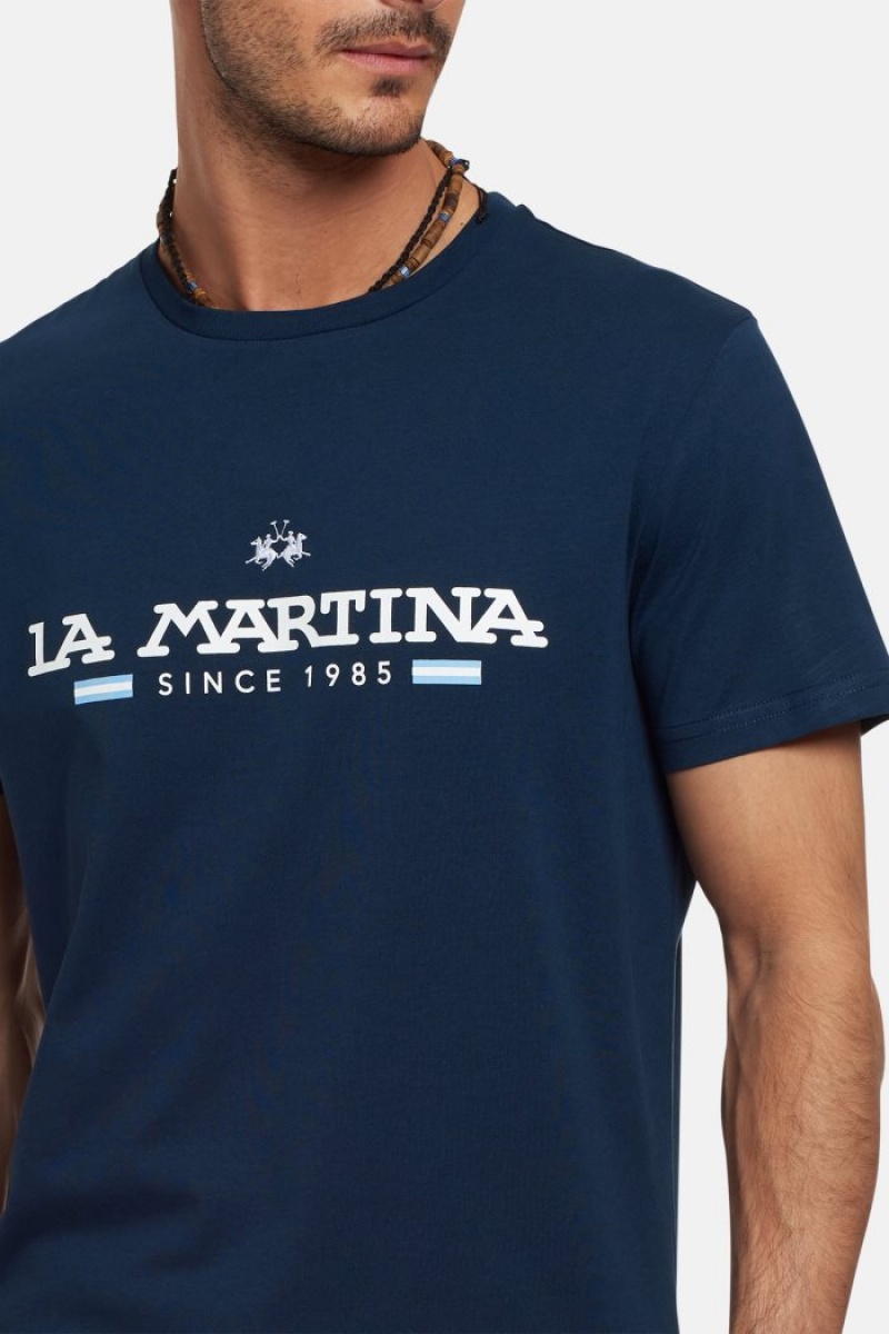 Polera La Martina Regular-fit Cotton Hombre Azul Marino Chile | WVJ-2343