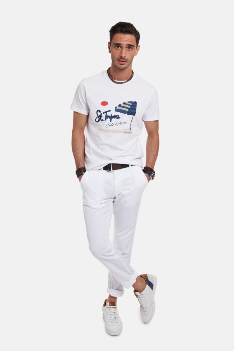 Polera La Martina Regular-fit Cotton Hombre Blancas Chile | CGS-3279