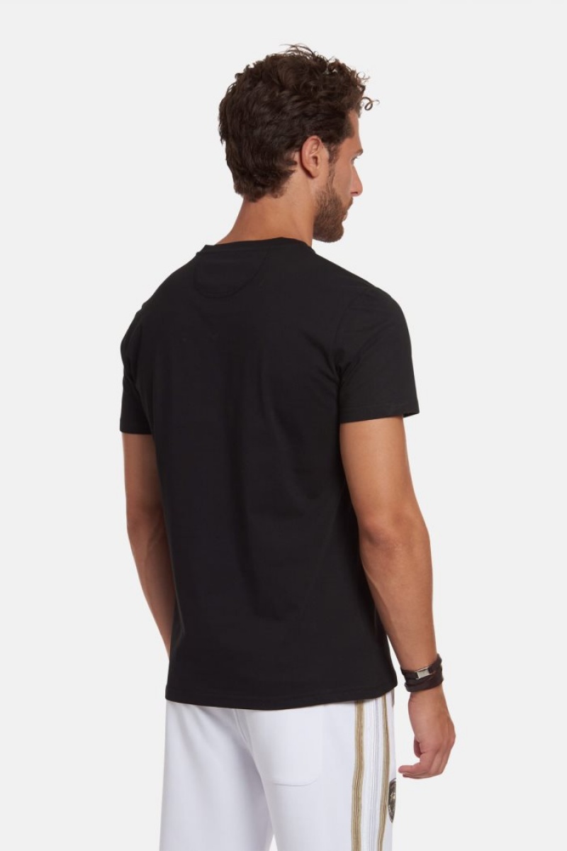 Polera La Martina Regular-fit Cotton Hombre Negras Chile | NMD-0576