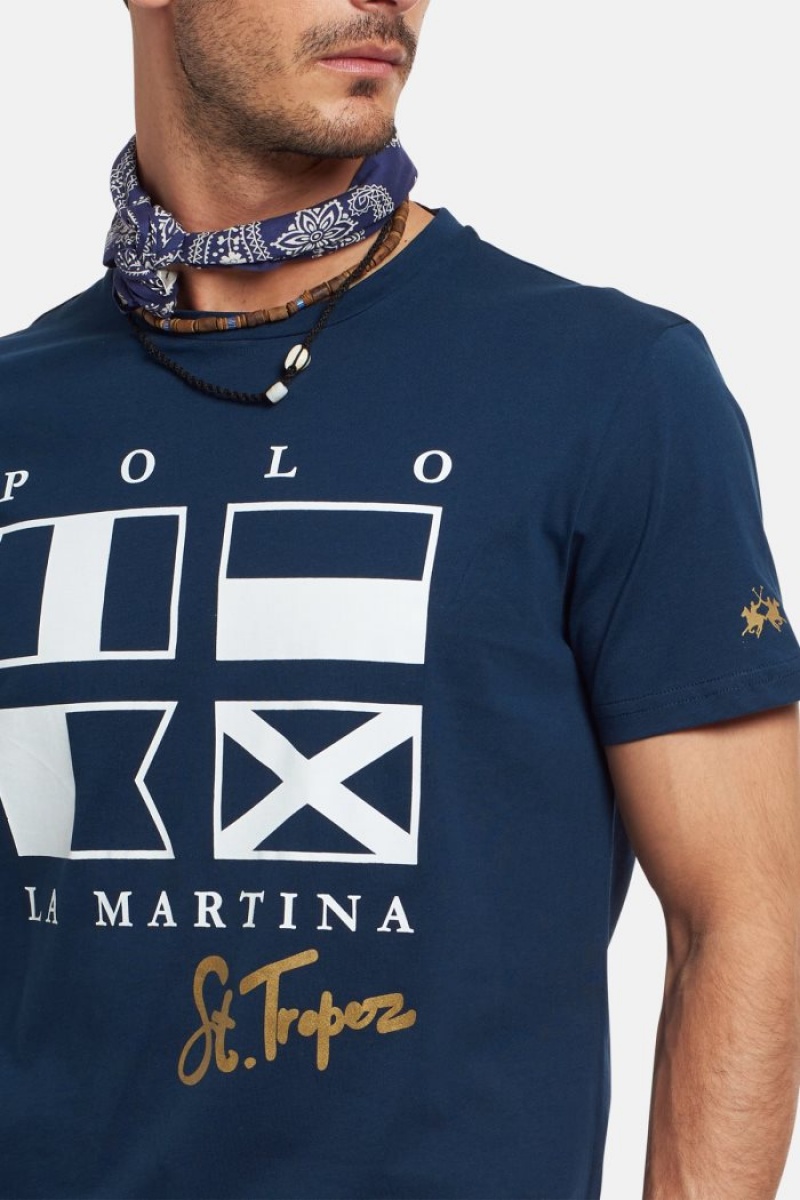 Polera La Martina Regular-fit Cotton Hombre Azul Marino Chile | AFT-9095